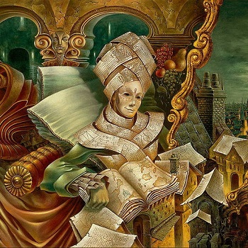 Simbolična ilustracija maga koji proučava knjigu znanja. Slika predstavlja energiju Ja Jesam Mag koja budi magijsku svest i ličnu moć.